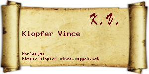 Klopfer Vince névjegykártya